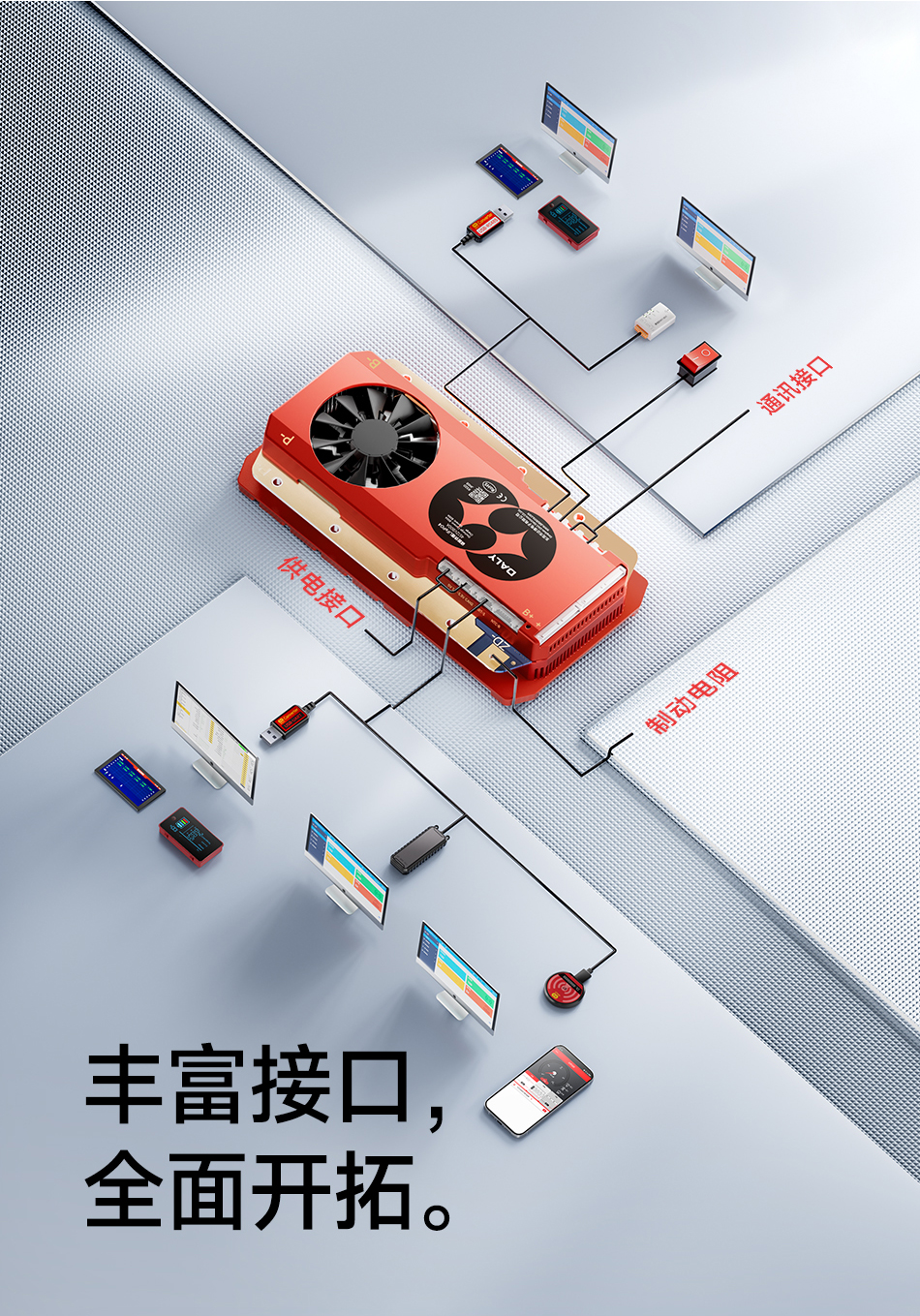 达锂BMS |超大电流智能保护板｜2000A峰值过流｜8~24S｜600~800A｜专利防水工艺｜三端智控｜大型设备专用