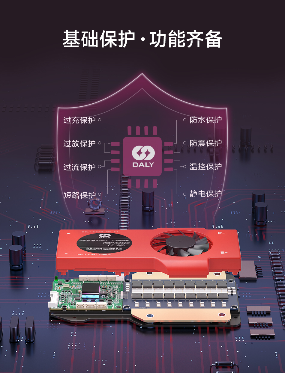 达锂BMS | S系列智能软件保护板｜250A/300A/400A/500A｜防水扩容升级｜三端智控｜3~24S全兼容