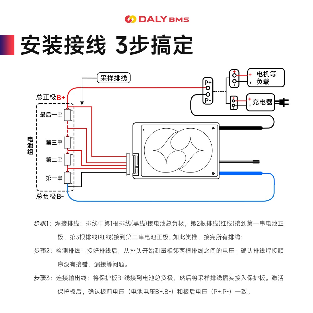 达锂BMS | G系列硬件保护板｜注胶防水小体积｜15A/20A双档输出｜3~13S全兼容｜低温升设计
