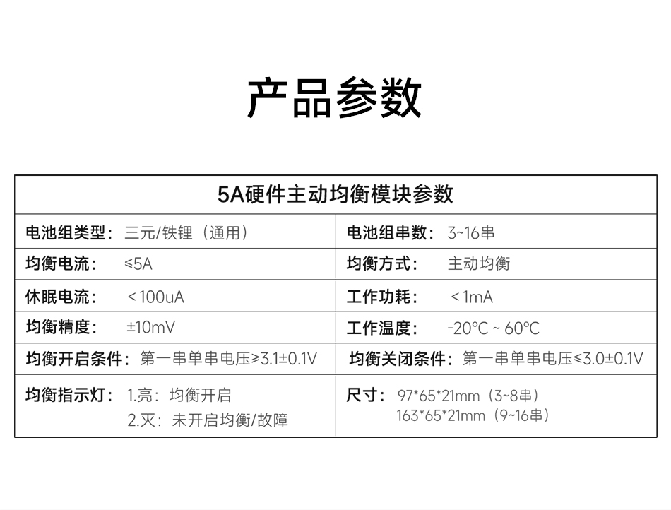 达锂5A主动均衡模块｜专利技术高效均衡｜3~16S全兼容｜房车/叉车/储能适配