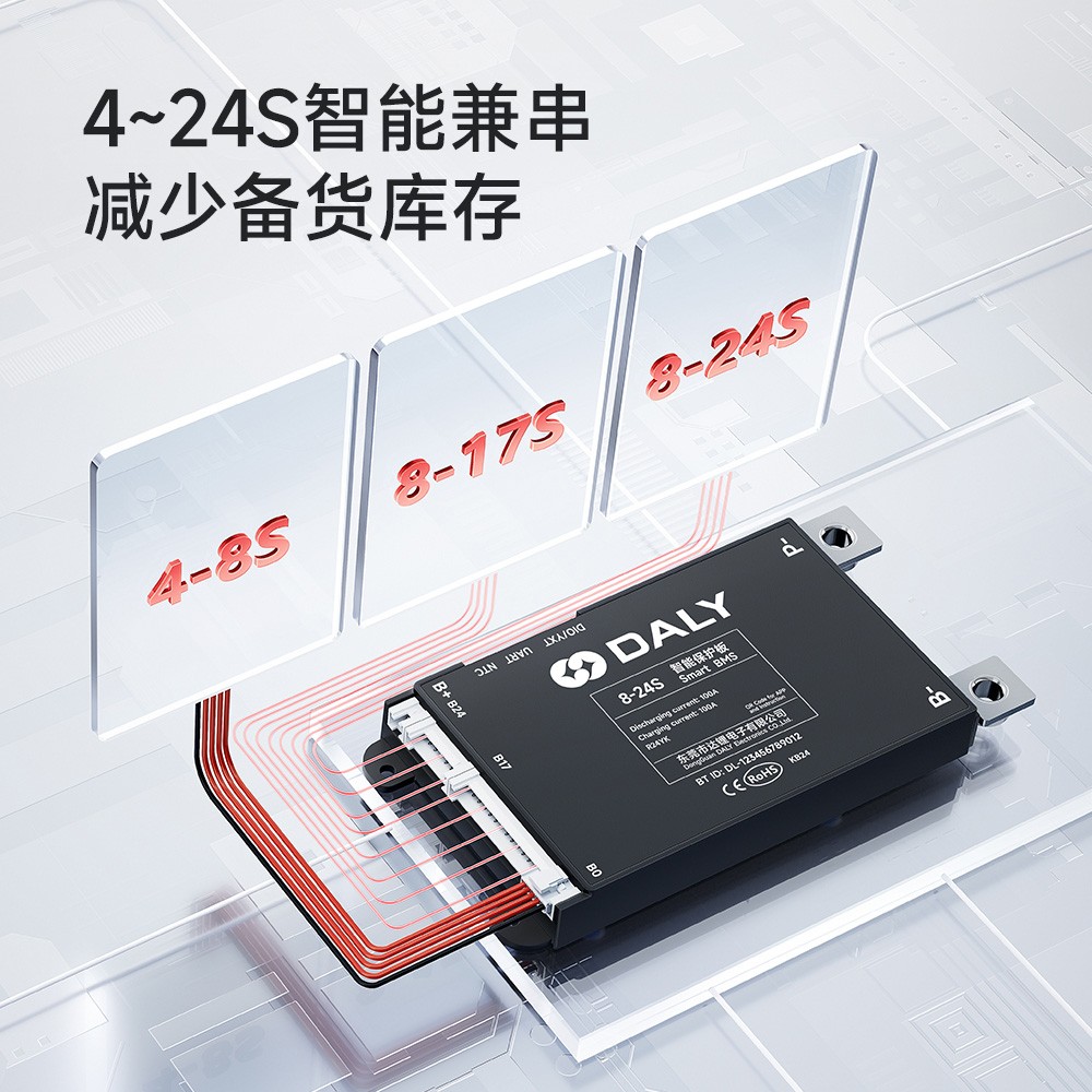 达锂BMS | Y系列智能软件小黑板 | 4~24S智能兼串BMS | 小牛/九号直上兼容 | 蓝牙APP智控+自动均衡 | 30~120A